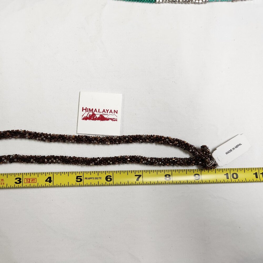 SEED BEAD NECKLACES, LOT OF 3, Himalayan gems, Fringe, Rope/Braid - Picture 11 of 12